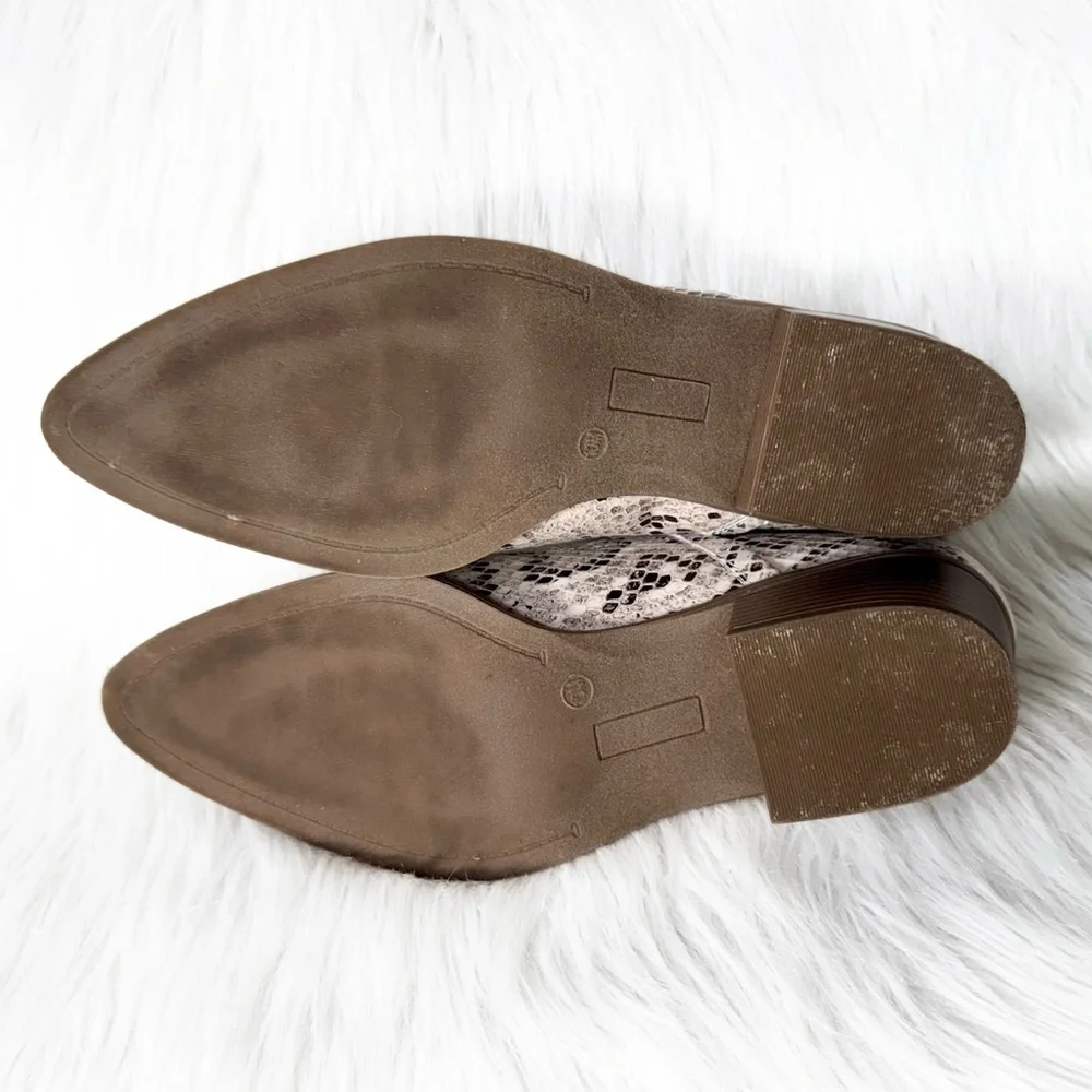 Crown Vintage Snake Beige Brown Black D ‘Orsay Slip On Shootie Ankle Booties 10